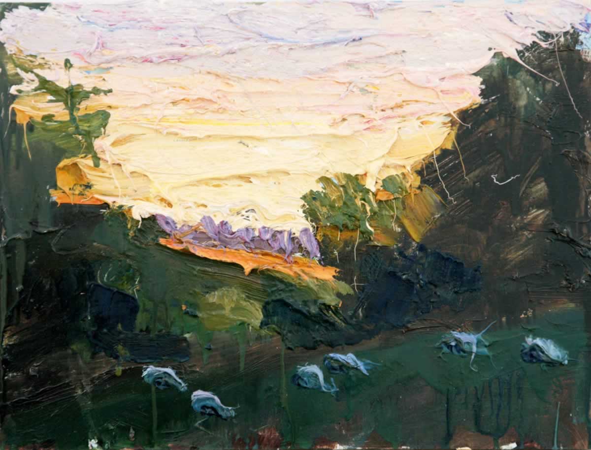 Sheep at dusk, Autumn  31 x 40.5 cm